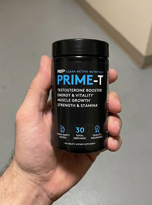 holding bottle of prime-t