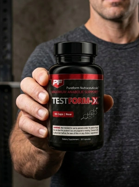 holding real bottle of testform x