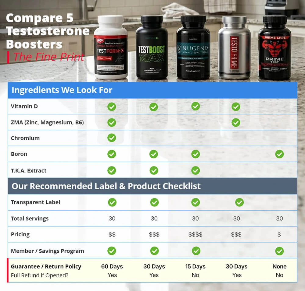 compare testosterone boosters